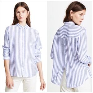 Rails Sydney Boracay Stripe Button Down Shirt Medium  linen blend